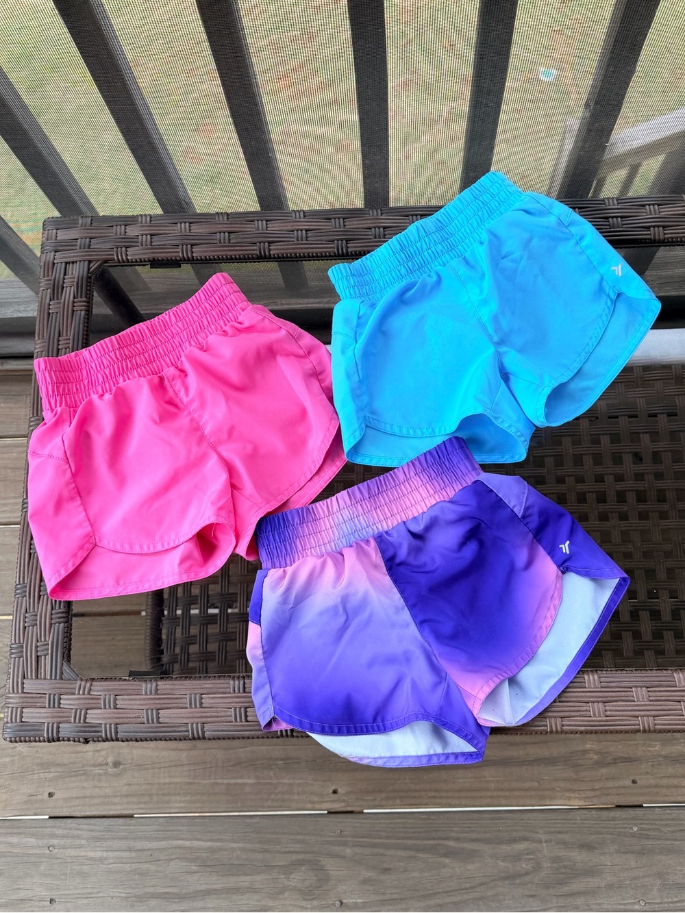 Old Navy Girls' Active Shorts Trio - Pink, Blue & Purple Gradient